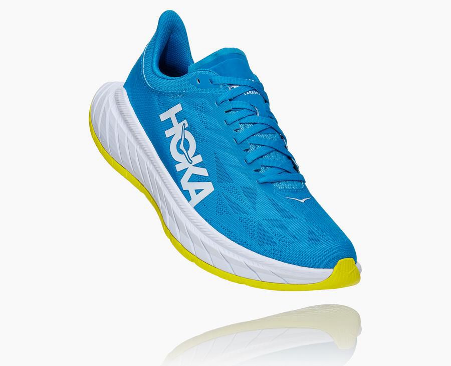 Hoka One One Carbon X 2 - Men's Running Shoes - Blue/White - UK 678HUGMEK